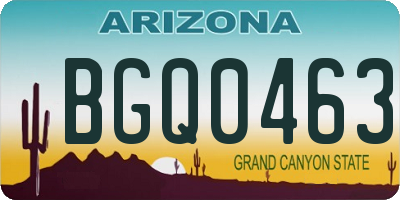 AZ license plate BGQ0463