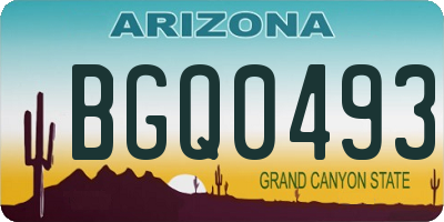 AZ license plate BGQ0493