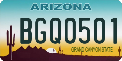 AZ license plate BGQ0501