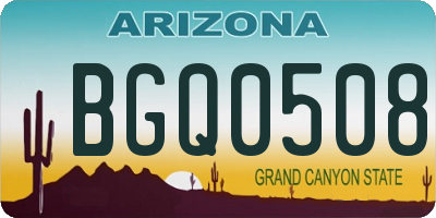 AZ license plate BGQ0508