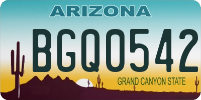 AZ license plate BGQ0542