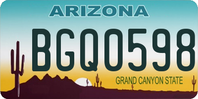 AZ license plate BGQ0598
