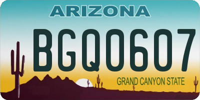 AZ license plate BGQ0607