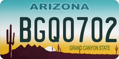 AZ license plate BGQ0702