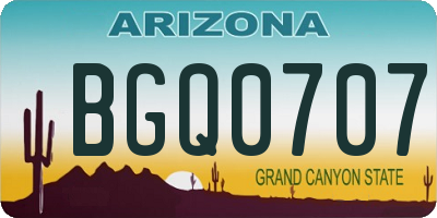 AZ license plate BGQ0707