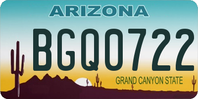 AZ license plate BGQ0722