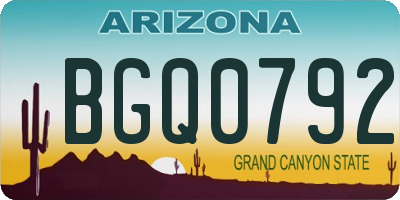 AZ license plate BGQ0792