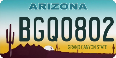 AZ license plate BGQ0802