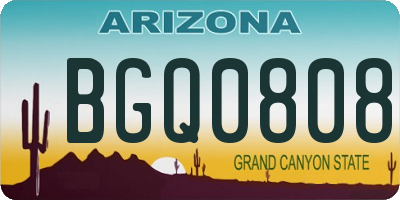 AZ license plate BGQ0808
