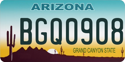 AZ license plate BGQ0908
