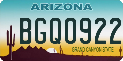 AZ license plate BGQ0922