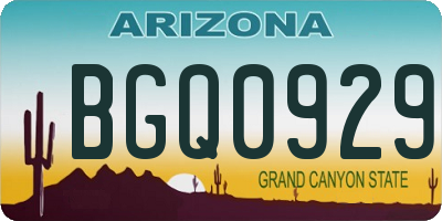 AZ license plate BGQ0929