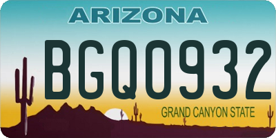 AZ license plate BGQ0932