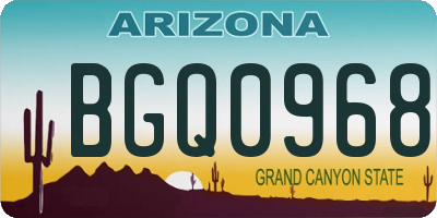 AZ license plate BGQ0968