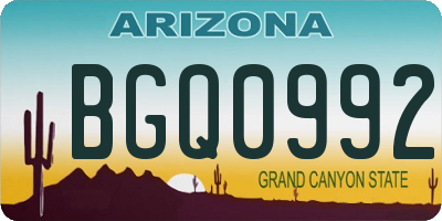 AZ license plate BGQ0992