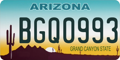 AZ license plate BGQ0993