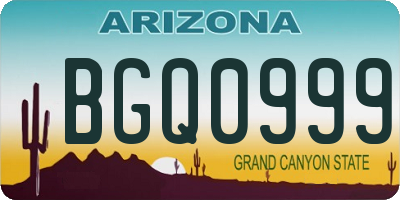 AZ license plate BGQ0999