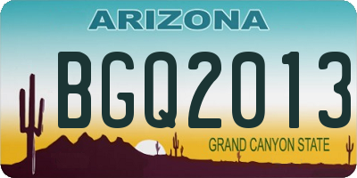 AZ license plate BGQ2013