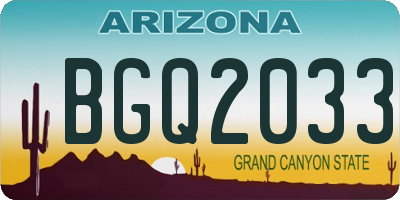 AZ license plate BGQ2033