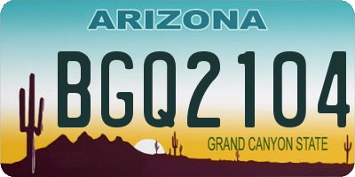 AZ license plate BGQ2104