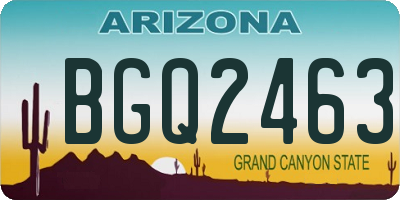 AZ license plate BGQ2463