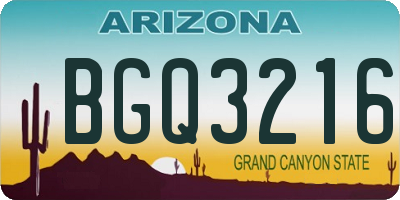 AZ license plate BGQ3216