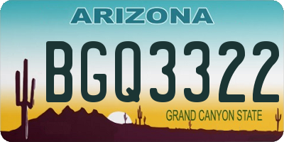 AZ license plate BGQ3322
