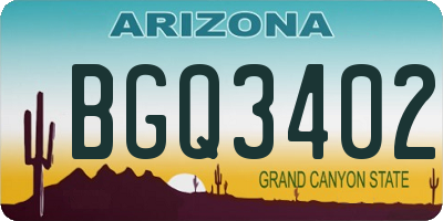 AZ license plate BGQ3402