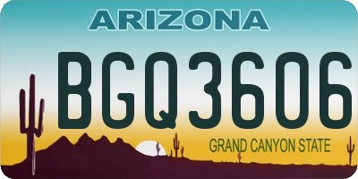 AZ license plate BGQ3606