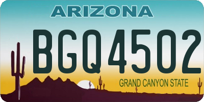 AZ license plate BGQ4502