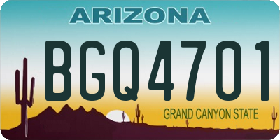 AZ license plate BGQ4701