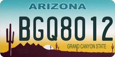 AZ license plate BGQ8012