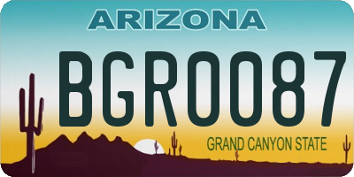 AZ license plate BGR0087