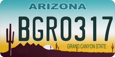 AZ license plate BGR0317