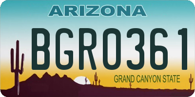 AZ license plate BGR0361