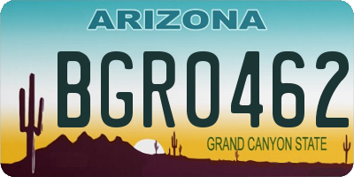 AZ license plate BGR0462