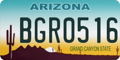 AZ license plate BGR0516