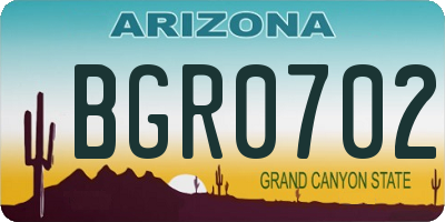 AZ license plate BGR0702