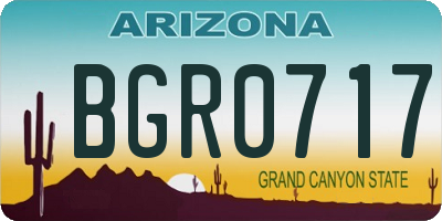 AZ license plate BGR0717