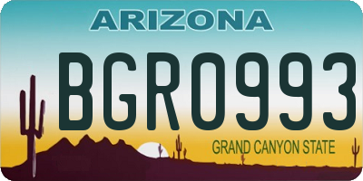 AZ license plate BGR0993