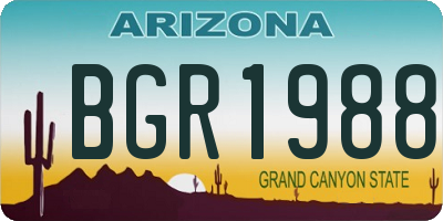 AZ license plate BGR1988
