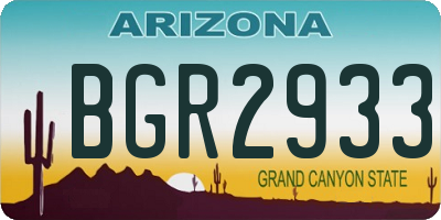 AZ license plate BGR2933