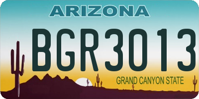 AZ license plate BGR3013