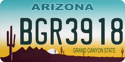 AZ license plate BGR3918