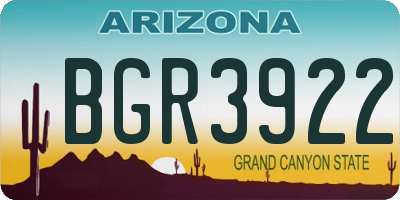 AZ license plate BGR3922