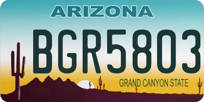 AZ license plate BGR5803