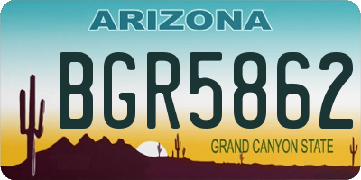 AZ license plate BGR5862