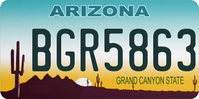 AZ license plate BGR5863