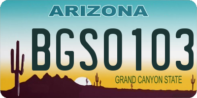 AZ license plate BGS0103