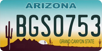AZ license plate BGS0753